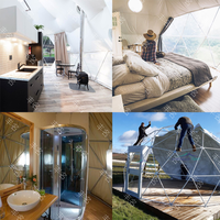 Dôme géodésique de glamping en forêt, maison préfabriquée en demi-sphère, tentes dômes géodésiques en PVC pour le camping
