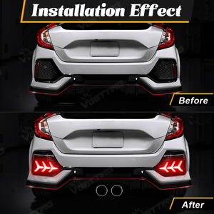 ไฟสะท้อนแสงกันชนหลังสำหรับ Honda Civic Hatchback Type R ปี 2016 2017 2018 2019 2020 2021 พร้อมไฟเลี้ยว จากโรงงานโดยตรง - Product Image 4
