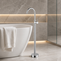 Robinet de salle de bain sur pied en laiton, finition chromée de haute qualité, design minimaliste, monocommande