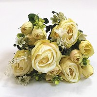QSLH-W584 Fleurs décoratives artificielles disponibles, mini bouquet de roses pour la décoration de mariage