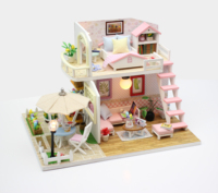 Vente chaude Enfants Exquis 3D Miniature Diy Rose Loft Chambre Puzzle Miniature Meubles Maisons De Poupée