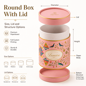 Cajas de Regalo Redondas de Papel Kraft Impresas Personalizadas para Dulces de Chocolate, con Tapa, Venta al Por Mayor - Product Image 2