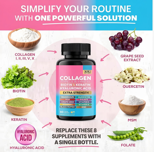 Cápsulas de Suplemento de Colágeno para Adultos OEM, Péptidos de Colágeno Múltiple, Biotina, Ácido Hialurónico, <span class=keywords><strong>Vitamina</strong></span> C, Marca Privada, Certificado GMP - Product Image 2