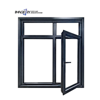 Fenêtre de balcon à battant en aluminium à double vitrage insonorisé noir design porte et fenêtre en verre élégantes