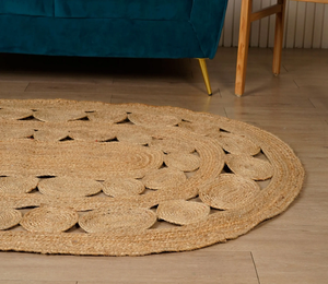 Élégant tapis rond en jute fait main beau design avec technique de tissage plat en peluche pour la décoration de la chambre - Product Image 1
