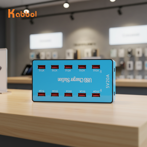 Vente flash - Station de <span class=keywords><strong>charge</strong></span> <span class=keywords><strong>multi</strong></span>-<span class=keywords><strong>USB</strong></span> de bureau 100W 5V20A à 10 ports QC2.0 pour téléphones/tablettes/montres/écouteurs - Product Image 1