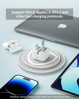 Cargador de Pared Plegable Universal USB Tipo-C de 20W con Enchufe para Reino Unido, Carga Rápida PD, Resistente al Fuego, para Teléfonos Móviles, Auriculares y Relojes Inteligentes