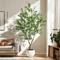 Árbol de Olivo Artificial Realista de 7 Pies con Base Ponderada para Decoración de Vestíbulos de Hoteles y Oficinas Comerciales, Disponible para Proyectos
