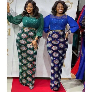 Offre Spéciale <span class=keywords><strong>2022</strong></span> mode africaine Stretch paillettes robe mince brillant plissé manches longues robe - Product Image 3