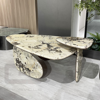 Meubles Gainsville Meubles en pierre Table jaune Socle bas en marbre Salon Table de luxe naturelle personnalisée Design