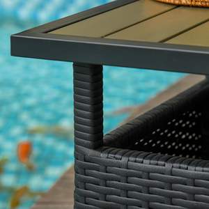 DB para la venta caliente 22 ''Mesa auxiliar de mimbre de ratán para patio al aire libre Jardín con marco de acero y bolsa de arena con orificio de inserción de paraguas - Product Image 5