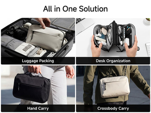 Large Travel <b>Tech</b> Pouch Organizer <b>Bag</b> with Removable Crossbody Strap Two-way Separating Zip Water Resistant for <b>tech</b> accessories - Product Image 6