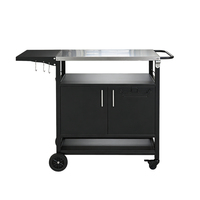 Four à pizza mobile en acier inoxydable Pinnovo avec table de grillade, station de garnissage et roues pour la cuisson, la pâtisserie et le barbecue