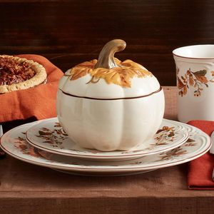 20 onces crème <span class=keywords><strong>automne</strong></span> baie couverte accessoire Thanksgiving bol de citrouille en céramique avec couvercle - Product Image 3