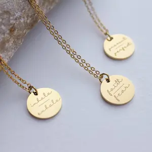 Christmas Gift Stainless Steel Custom Quote Personalize Perfect Engraved Faith Over Fear Disc Necklace