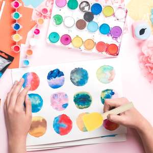 Pinceaux à peinture en mousse éponge jaune au design moderne, manche en bois, motifs imprimés numériquement pour enfants, cadre de <span class=keywords><strong>dessin</strong></span> sur toile pour la maison - Product Image 3