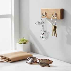 Portachiavi in cristallo White Kitten dal design elegante senza scatola - Product Image 3