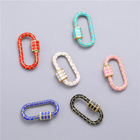 Nouveau porte-clés ovale Micro-incrusté sac à dos boucle collier boutons métalliques accessoires mousqueton vis fermoir pour la fabrication de bijoux