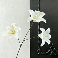 3 têtes de lys artificiels réalistes en soie pour la fête des mères, mariage, décoration intérieure et extérieure, arrangement floral artificiel