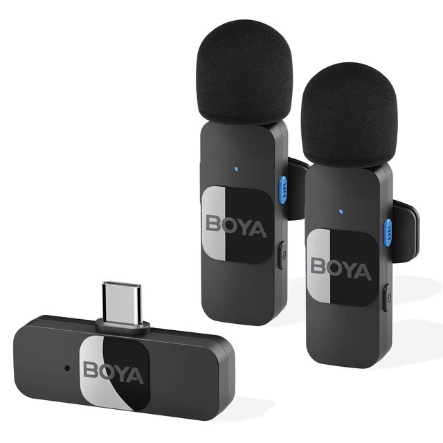 BY-V1 BY-V2 BY-V10 BY-V20 2.4G Wireless Microphone Clip-on Phone Mic Omnidirectional Mini Lapel Mic 50M Transmission