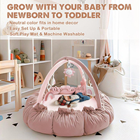Tapis d'éveil pour bébé en coton écologique non toxique, doux, avec jouets doux, antidérapant, lavable, pour nourrissons et tout-petits