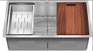 Lavello da <span class=keywords><strong>cucina</strong></span> angolare multifunzionale R10 in acciaio inox fatto a mano di alta qualità per fabbrica - Product Image 3