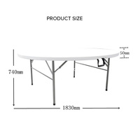 Offre Spéciale 8-10 personnes Table de banquet extérieure en plastique HDPE Table pliante ronde Table de chaise pour la fête de mariage