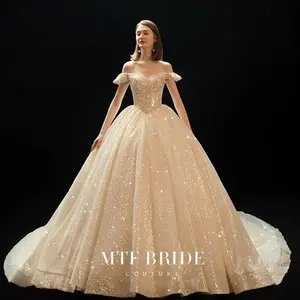 राजकुमारी महिलाओं आकाश सितारों लंबी पूंछ ब्राइडल सरल शादी की पोशाक 2023 ब्राइडल गाउन महिलाओं शाम कपड़े के लिए सफेद सुरुचिपूर्ण