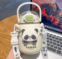 Tasse à eau pour enfants école d'été Pot à boire nouvelle saison Panda paille grande capacité Portable gros ventre tasse d'isolation thermique