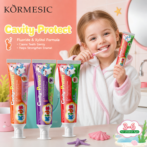 Pasta Dental KORMESIC de Marca Privada, 60g, Protección Contra Caries para Niños, Halal, Natural, con Fluoruro y Xilitol, Eliminación Suave de Manchas, Aliento Fresco - Product Image 1