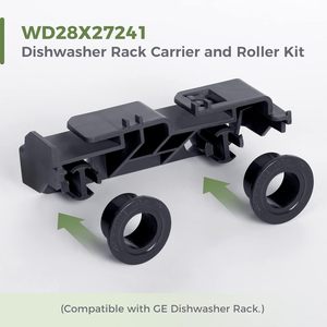 Dishwasher Shelf Roller <b>Bracket</b> Kit WD28X27241 for Ge Hotpoint <b>Plastic</b> Wheels 5.1in x 1.75in Home Use - Product Image 2