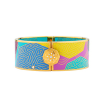 Bracelet articulé tendance en laiton plaqué or 18 carats avec zircon incrusté et émail floral vintage pour femme, bijou de mode, cadeau de vacances