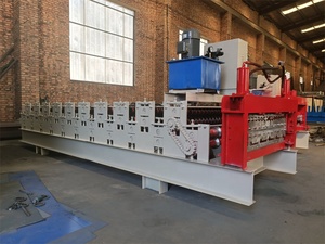 เครื่องขึ้นรูปลอนหลังคาอะลูมิเนียมเคลือบสังกะสีแบบสองชั้น ผู้ผลิตเครื่องขึ้นรูปลอนหลังคาแบบม้วน และเครื่องขึ้นรูปลอนกระเบื้องหลังคาแบบสองชั้น - Product Image 4