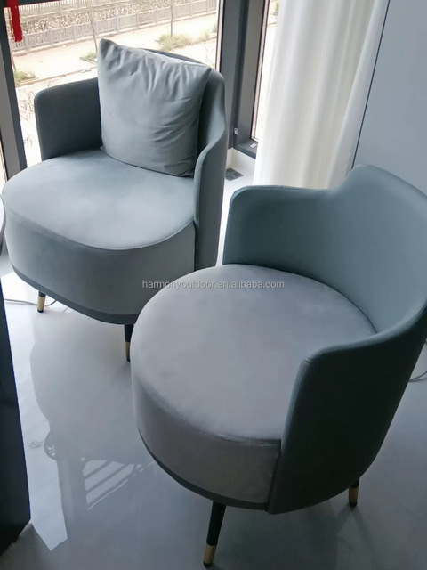 Modern Light Luxury Style Commercial Furniture Reception Living Room Leisure Lounge Negotiation Hotel Velvet Sofa Chair