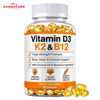 Gélules molles personnalisées OEM/ODM de Vitamine D3, K2, B12 Complexes à haute biodisponibilité pour le soutien immunitaire et cardiaque, Marque Privée