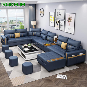Hot Sales Customized U Shape <strong>Sofa</strong> Assembly Modern L-Shaped <strong>Leather</strong> Fabric Sectional <strong>Sofa</strong> With USB Port Sound <strong>Corner</strong> <strong>Sofa</strong> Set