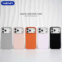 Coque en silicone liquide de haute qualité VAWI S085 avec motif ondulé pour iPhone 17 Pro Max, cadre d'objectif et étui orné de diamants