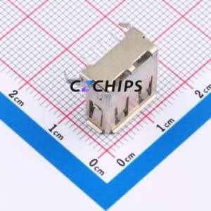 XDUF-0242-05 USB Connector Bent Lead Through Hole Connector Type-A USB 2.0 Female Right Angle Insert - Product Image 2