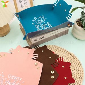 Linda Bandeja Organizadora de Cuero Sintético con Diseño de Gato para Oficina, Escritorio, Caja de Almacenamiento de Artículos Diversos con Diseño de Gatito, para Regalos Empresariales - Product Image 3
