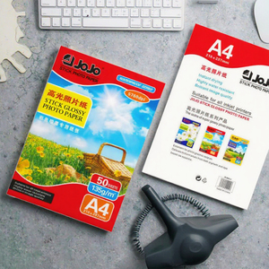 Jojo a4135g 50Sheets Độ Bóng Cao Một Bên Dính Không Thấm Nước Máy In Phun Dính Ảnh & Nhãn Giấy Bề Mặt Bóng - Product Image 3
