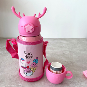 316 Stainless Steel Children's Portable <b>Straw</b> Bouncing <b>Water</b> <b>Cup</b> <b>with</b> High Appearance and Cute Cartoon Insulated <b>Cup</b> - Product Image 3