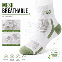 Chaussettes de sport en fibre de bambou OEM ODM, logo personnalisé, antibactériennes, respirantes, pour la course à pied, faible MOQ, directement de l'usine
