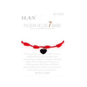 Braccialetto Ilan a 7 nodi con cordoncino rosso e ciondolo a cuore, gioiello fatto a mano - Product Image 2