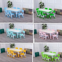 Ensemble de bureau et chaise d'école rectangulaire moderne en plastique pour enfants, pour l'étude en garderie