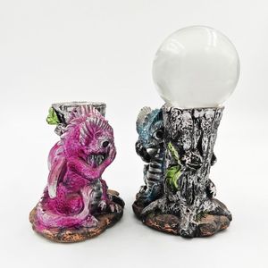 Piccola scultura di drago volante creativa con Base a sfera di cristallo con motivo fatto a mano in resina - Product Image 5