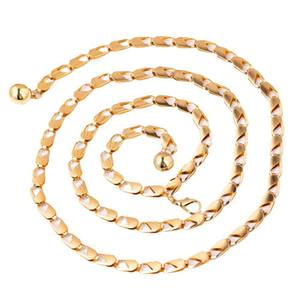 Cadena de cintura ajustable con gancho metálico para mujer, estilo europeo americano, de aleación de zinc dorada, cinturón decorativo de moda para uso diario. - Product Image 5