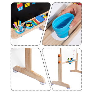 Large Double-Sided Magnetic Wooden Easel Multi-Functional Foldable Drawing Board Black White Floor-Standing DIY for Ages 2-14+ - Product Image 6