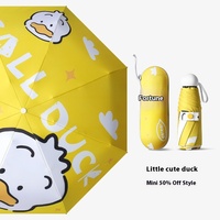 Parapluie publicitaire LS Classic Mini de poche à huit baleines et cinq plis, noir, avec revêtement anti-UV, pliage manuel