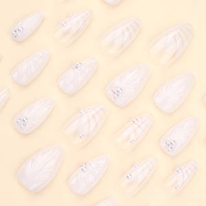 24 Pezzi di Unghie Finte Personalizzate con Colla per Unghie Finte, Unghie Finte a Pressione per Donne, Unghie Finte a Mandorla 3D - Product Image 3