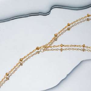 Cool New Arrival 18K PVD <strong>Stainless</strong> <strong>Steel</strong> Beaded Chain for Bracelet Ring Set Waterproof Non-Tarnish Simple for Women <strong>Jewelry</strong> - Product Image 2